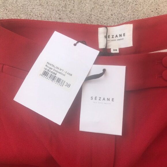 Sezane Red Women's Pants - Picture 9 of 11